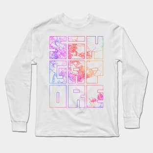 Singapore City Map Typography - Colorful Long Sleeve T-Shirt